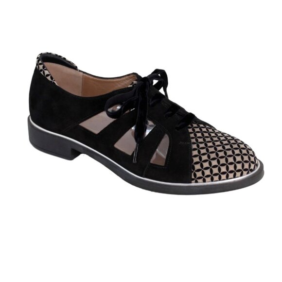 BeautiFeel Shoes - BeautiFeel Women's  41 Tera Black Oxford Shoes Suede Leather Velvet NO Insoles